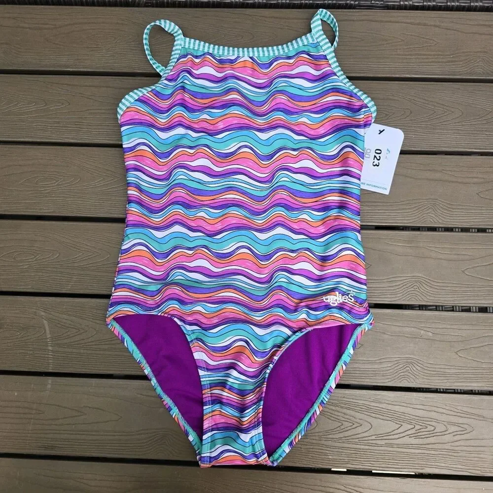 Dolphin Youth Girl's Uglies Wiggles Criss Cross back 1 Piece Swim Size 16 New